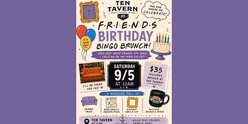 Friends Birth Bash Bingo Theme