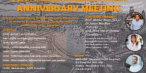 10  years of London Metabolomics Network - Anniversary meeting