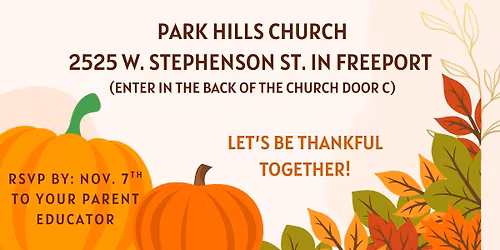 FREEPORT November Group Connection:Let's Be Thankful Together (FOR FAMILIES ENROLLED IN THE PROGRAM)
