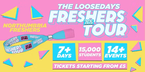 THE OFFICIAL VK X LOOSEDAYS NORTHUMBRIA FRESHERS WEEK BAND 2026 \ud83e\udd29\ud83d\udc95 LESS THAN 50P PER EVENT \ud83e\udea9\u26a1\ufe0f 7+ DAYS - 14+ EVENTS \/\/ INCLUDES TROPILOCO, JUNGLE, HUSH, WAREHOUSE RAVE, FRESHERS FESTIVAL & ABBA! +MORE