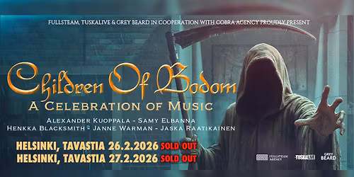 CHILDREN OF BODOM - A Celebration of Music, 26. & 27.2.2026, Tavastia, Helsinki - SOLD OUT