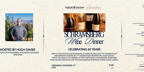 Schramsberg\u2019s 60th Anniversary - Special Wine Dinner at March\u00e9 Bacchus