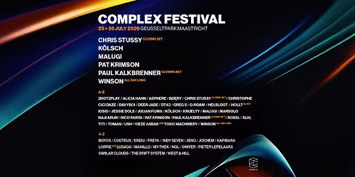 Complex Festival 2026 with Paul Kalkbrenner, K\u00f6lsch, Chris Stussy, Winson, Malugi & many more!