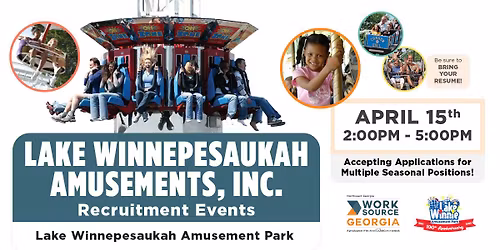 Lake Winnepesaukah Amusements April 15 Job Fair