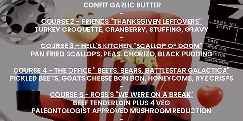 Tv show themed 7 course tasting menu 