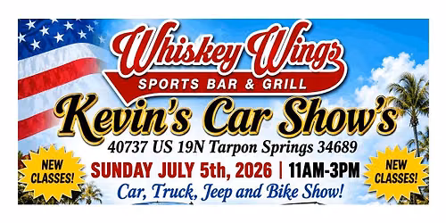 Kevin's Car Show's and Whiskey Wings Tarpon Springs Car, Truck, Jeep, & Bike Show!