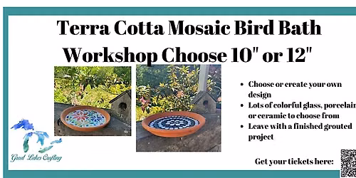 Garden City Mosaic Bird Bath workshop @ The Straight Farmhouse Museum OF