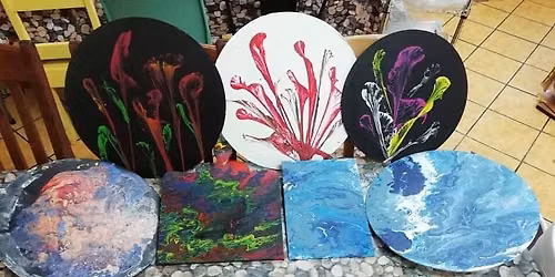 Flow acrylic Pouring workshop, R489pp, 17Jun, 11,14Jul, 1,14 Aug, 11,26 Sep, 8,27 Oct, 12,25 Nov