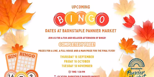FREE Autumn Bingo at Barnstaple Pannier Market!
