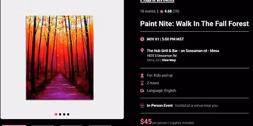 Paint Nite: \u201cWalk In The Fall Forest\u201d (PUBLIC EVENT \u2013 You can invite non-GOTS people!)