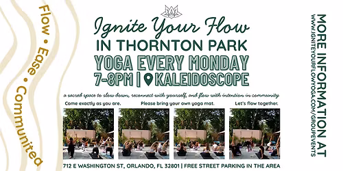 Yoga In Thornton Park, Outdoors, Every Monday at 7pm