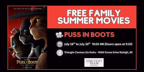 Free Family Movie: Puss in Boots The Last Wish \u2014 Raleigh NC