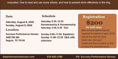 Introduction to Showing Clinic - All level riders welcome