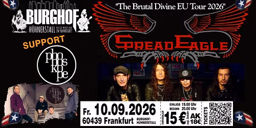SPREAD EAGLE (Bassist Rob de Luca | UFO, Sebastian Bach) - Support: Phonoskope