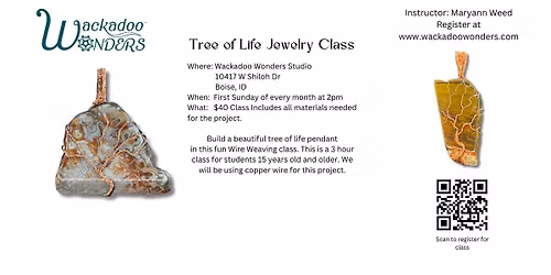 Tree of Life Jewelry Class at Wackadoo Wonders Studio