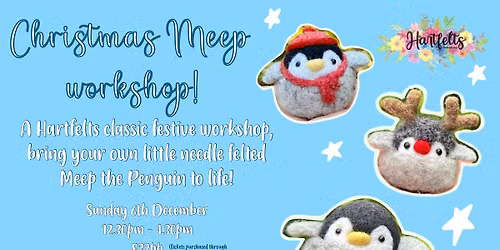 Needle felt Meep the Penguin workshop