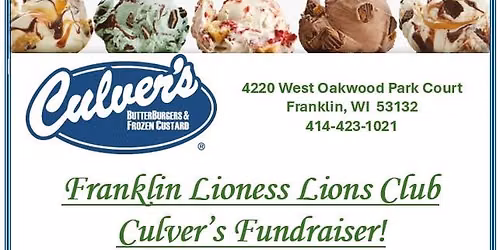 Franklin Lioness Lions Culver's Donation Night