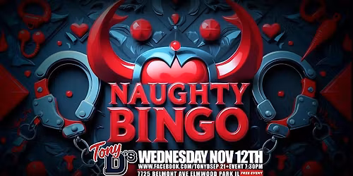 Naughty Bingo at Tony D's WIN ADULT PRIZES Live DJ after the event
