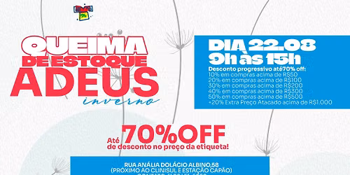 MEGA BAZAR \u2744\ufe0f ADEUS INVERNO BENEFICENTE EM PROL DA CASA DO ZEZINHO COM 70%OFF!