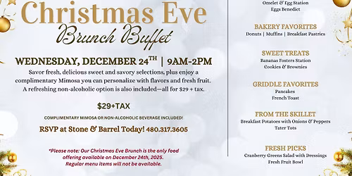 Christmas Eve Brunch Buffet at Stone & Barrel