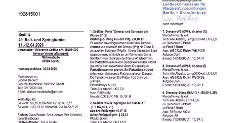 49. Reit & Springturnier am 11.04. & 12.04.2026