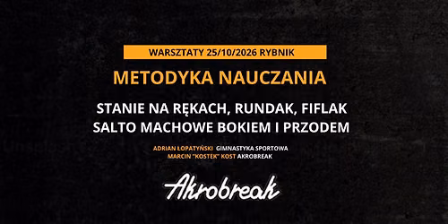 METODYKA NAUCZANIA STANIA NA R\u0118KACH, RUNDAK, FIFLAK ORAZ SALTA MACHOWEGO BOKIEM I PRZODEM