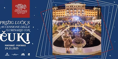 Pri\u017eig lu\u010dk s \u010cuki v Portoro\u017eu \u2728 Accensione delle luminarie natalizie a Portorose