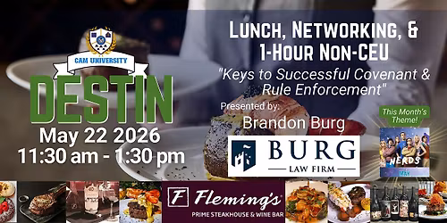 CAM U DESTIN Complimentary Lunch and Non-CEU at Fleming's Steakhouse
