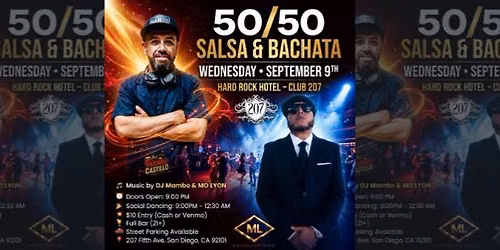 50\/50 SALSA & BACHATA WEDNESDAY \u2022 SEPTEMBER 9TH