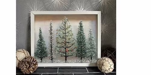 Crushed Glass Christmas Tree Scene on Frame Paint Art Sip Class