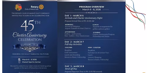 Trip to Rotary Club Makati East 45th Charter Anniversary Dinner