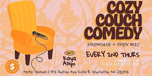 Cozy Couch Comedy: Showcase + Open Mic