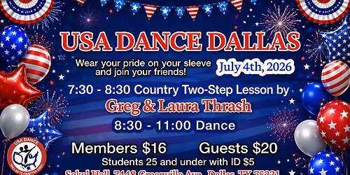 July 4th Ballroom Dance and 2-Step Lesson!