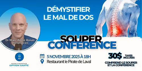 Copie de Souper-conf\u00e9rence: D\u00e9mystifier le mal de dos