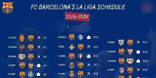 calendrier des matchs de FC Barcelone 