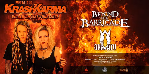 Krashkarma + Beyond The Barricade + Ornatu \/ Kulturhuset Banken, Lillehammer \/ Pres. av Live Wire