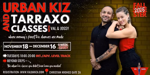 November Course: Urban Kiz, Tarraxo, Douceur (interm.\/adv.) w\/ Val Danza & Jossy