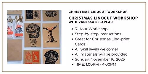 Weekend Christmas Linocut Workshop with Vanessa Delaveau