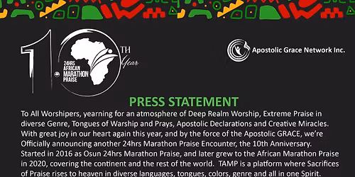 African 24hrs Marathon Praise @10