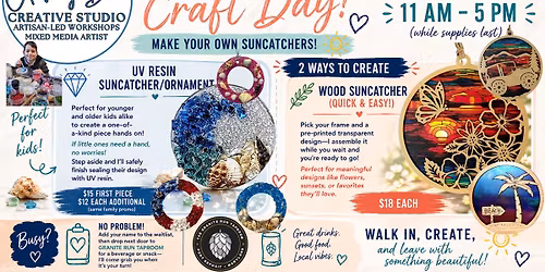 \u2728 Pop-Up Craft Day: Make Your Own Suncatchers! \ud83c\udf1e\ud83c\udf08 TWO Projects to Choose From! 