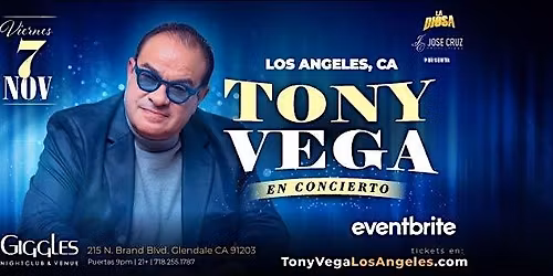 TONY VEGA en concierto -  Los Angeles, CA | Noviembre 7 2025