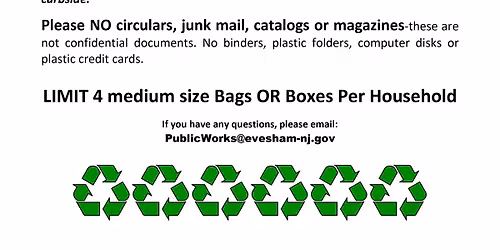 Evesham Township's 2026 FREE Shredding Event for Residents' Confidential Files