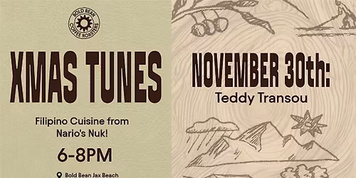 Live Christmas Music with Teddy Transou at Bold Bean Jax Beach!