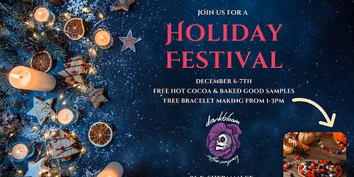 DarkBloom Coffee Holiday Festival - Free Holiday Treat Samples & Bracelet Making Craft