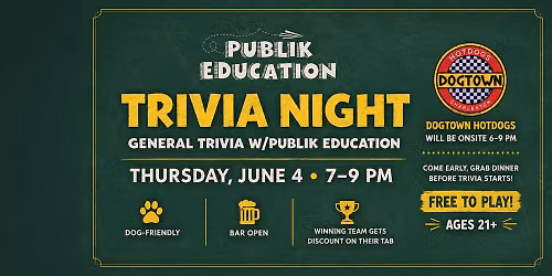 \ud83e\udde0\ud83c\udf7b Pub Trivia Night with Publik Education \ud83c\udf7b\ud83e\udde0