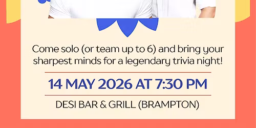 Bollywood Trivia Night @ Desi Bar & Grill (Brampton)