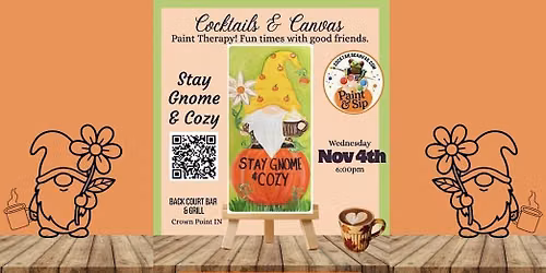 "Stay Gnome & Cozy" Cocktails & Canvas Fun Fall Paint and Sip Art Event