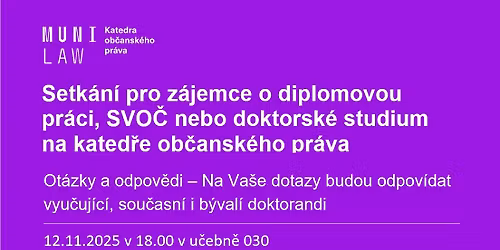 Setk\u00e1n\u00ed pro z\u00e1jemce o diplomovou pr\u00e1ci, SVO\u010c nebo doktorsk\u00e9 studium