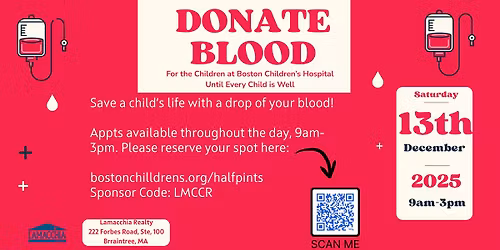 Blood Drive for Boston Children's Hospital at Lamacchia Braintree