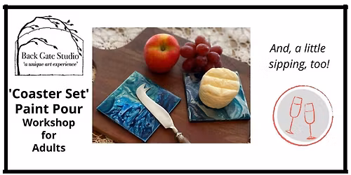 'Tile Coaster Set' Paint Pour Workshop for Adults\/Teens14+